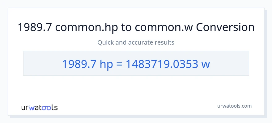 1989.7 horsepower to watts conversion