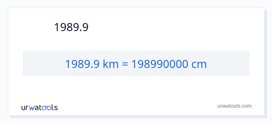 1989.9 キロメートル から センチメートル への変換