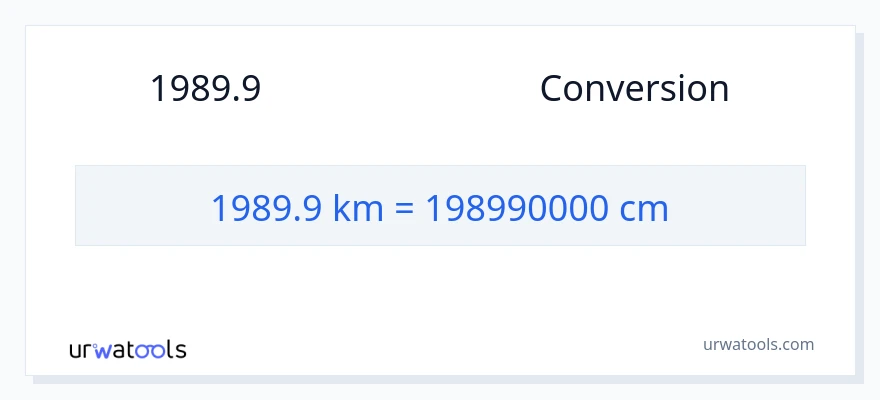 การแปลง 1989.9 กิโลเมตร เป็น เซนติเมตร