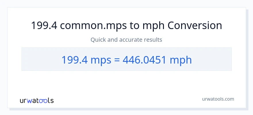 Conversion 199.4 Meters Per Second vers miles par heure