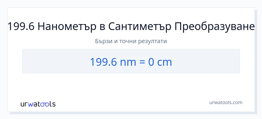 199.6 конверсия от нанометри до Сантиметри