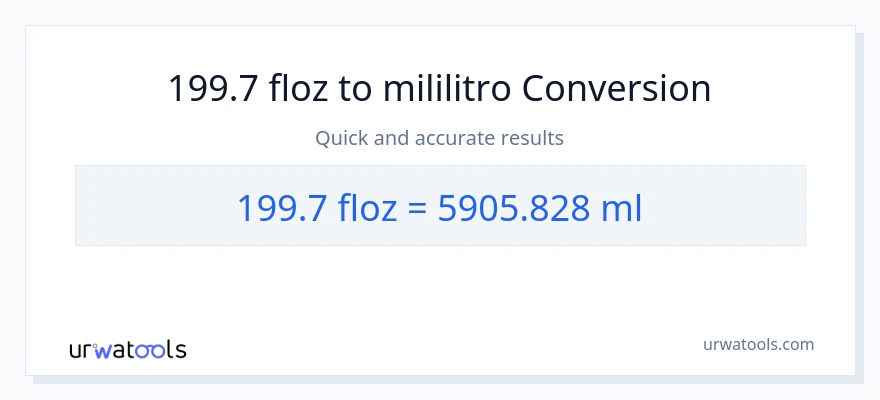 199.7 mga onsa ng likido patungong mga mililitro na conversion
