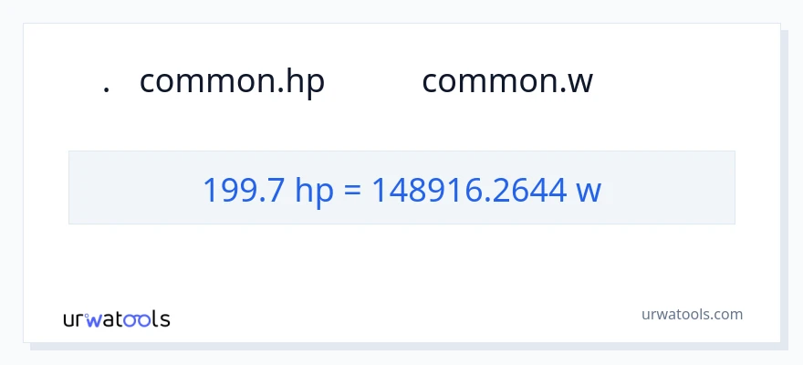 199.7 অশ্বশক্তি থেকে ওয়াট রূপান্তর