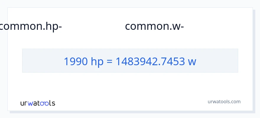 1990 കുതിരശക്തി ൽ നിന്ന് വാട്ട്സ് ലേക്ക് പരിവർത്തനം
