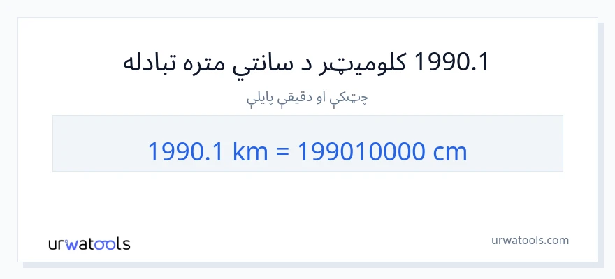 1990.1 کیلومتره ته سانتي متره بدلون