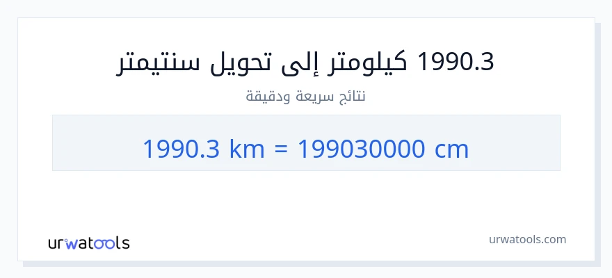 التحويل من 1990.3 كيلومترات إلى سنتيمترات