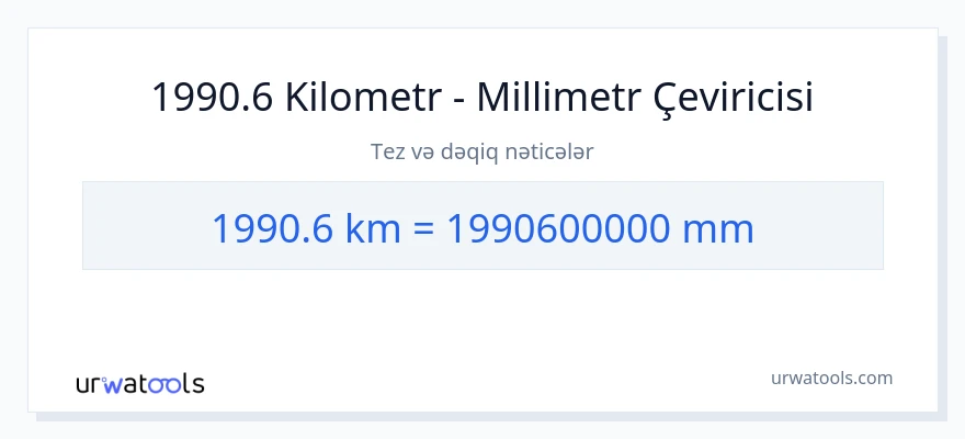 1990.6 kilometr-dən millimetr-ə çevrilmə
