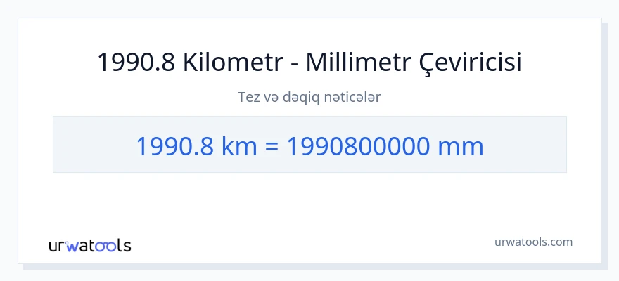 1990.8 kilometr-dən millimetr-ə çevrilmə