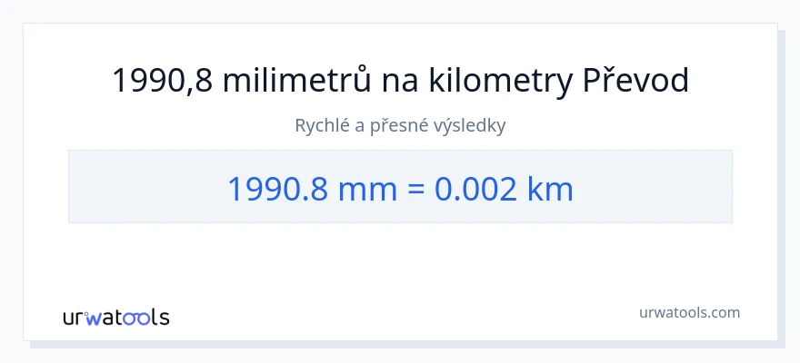 Konverze z milimetry na kilometry: 1990.8