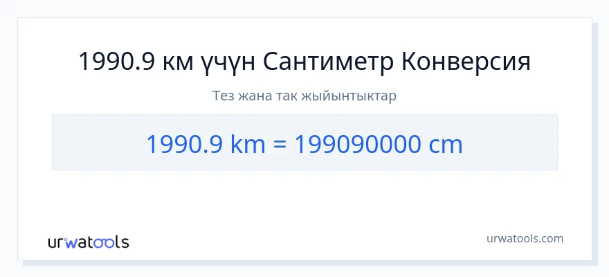 1990.9 километр дан Сантиметр га конверсия