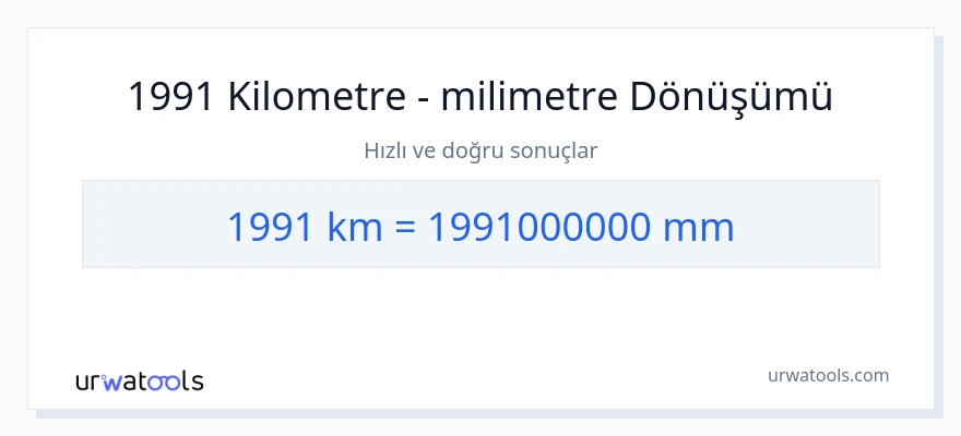 1991 kilometre'den milimetre'e dönüşüm
