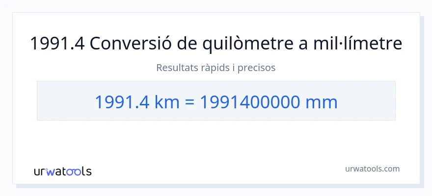 Conversió de 1991.4 quilòmetres a mil·límetres