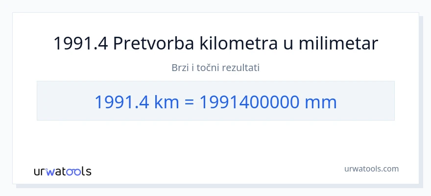 Konverzija od kilometara do milimetri: 1991.4