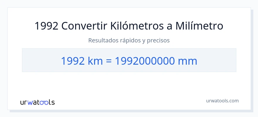 Conversión de 1992 kilómetros a milímetros