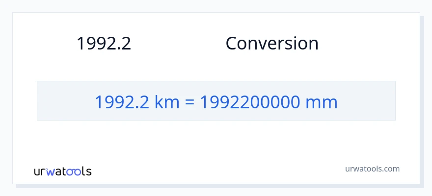 การแปลง 1992.2 กิโลเมตร เป็น มิลลิเมตร