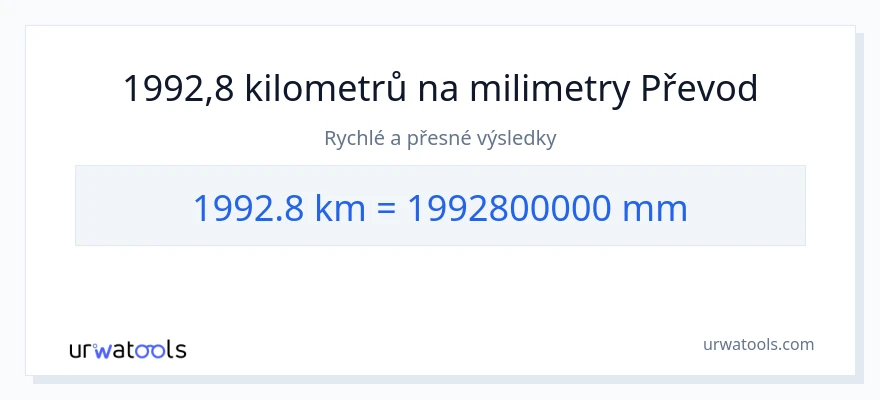 Konverze z kilometry na milimetry: 1992.8