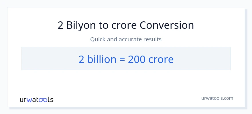 2 bilyon-bilyon patungong crores na conversion