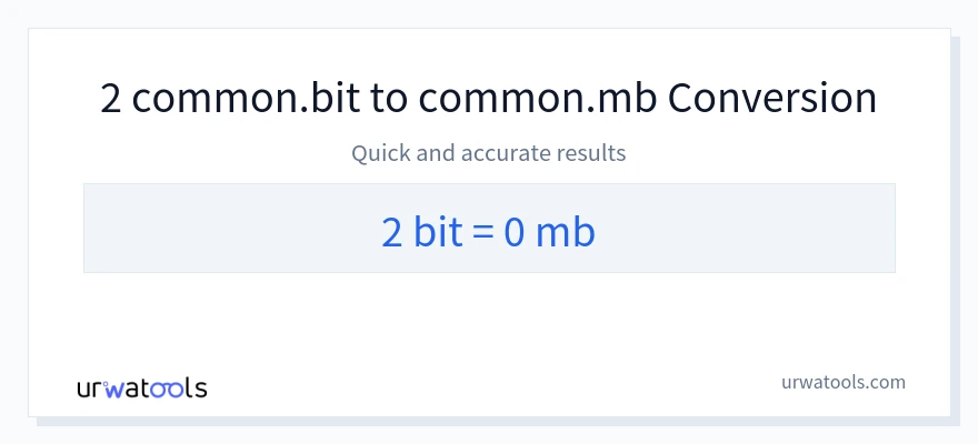 2 Bits 到 Megabytes 轉換