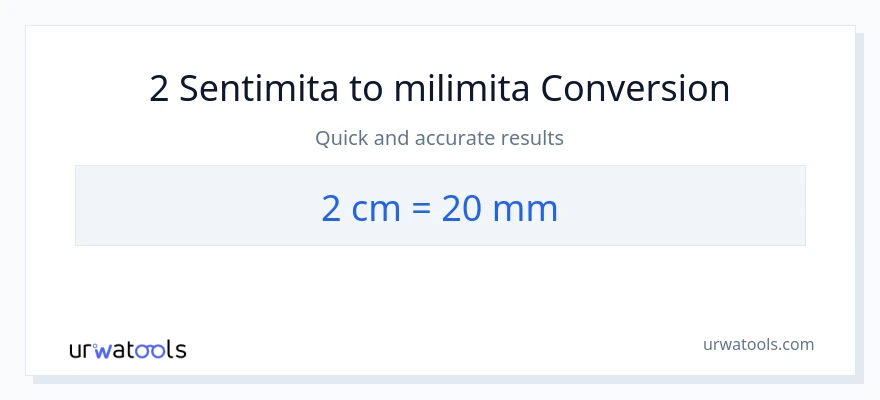 Ubadilishaji wa 2 Sentimita hadi milimita