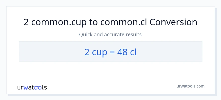 2 mga tasa patungong Cls na conversion