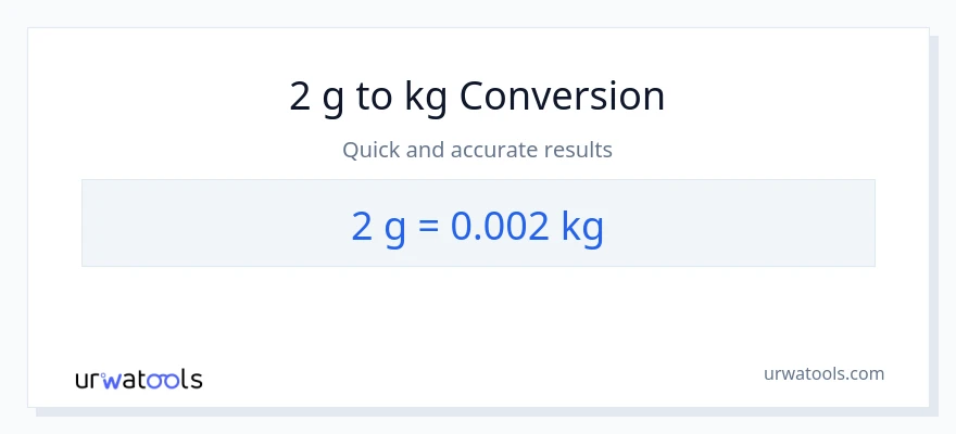 Conversion 2 Grammes vers kg