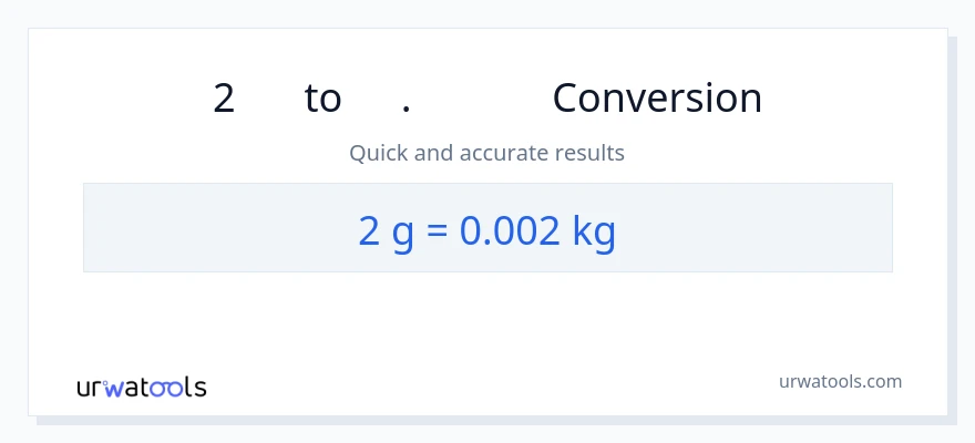2 ഗ്രാം ൽ നിന്ന് കി. ഗ്രാം ലേക്ക് പരിവർത്തനം