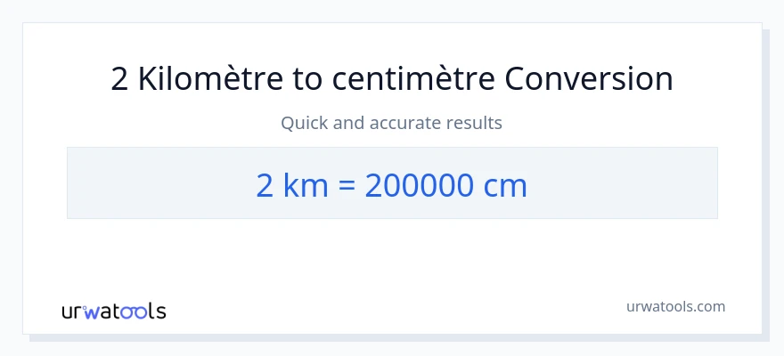 Conversion 2 Kilomètres vers Centimètres