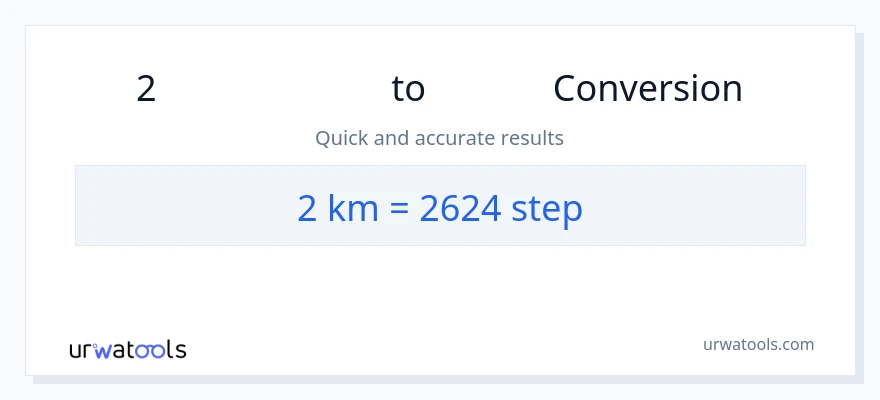 2 കിലോമീറ്ററുകൾ ൽ നിന്ന് പടികൾ ലേക്ക് പരിവർത്തനം