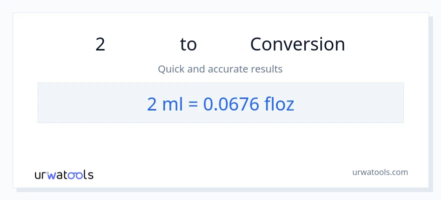 การแปลง 2 มิลลิลิตร เป็น ออนซ์ของเหลว