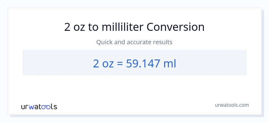 2 Ounces til milliliter konvertering