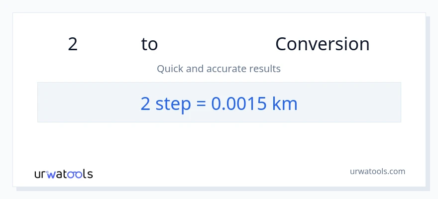 2 പടികൾ ൽ നിന്ന് കിലോമീറ്ററുകൾ ലേക്ക് പരിവർത്തനം