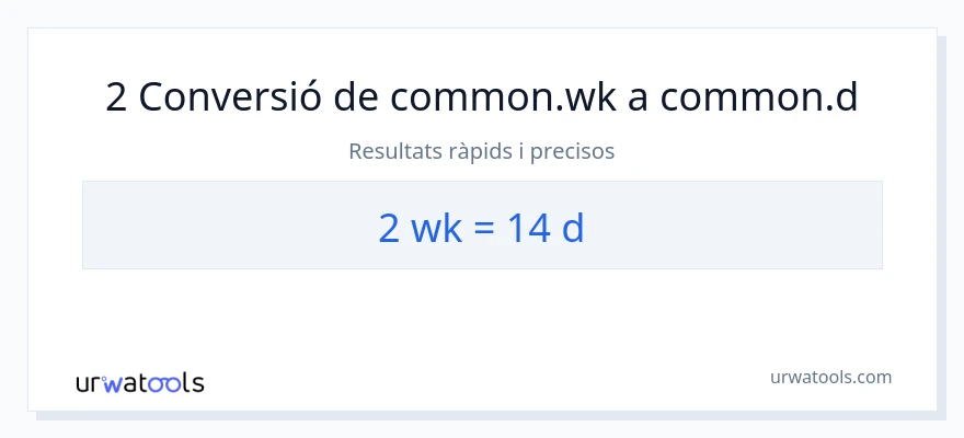 Conversió de 2 setmanes a Dies