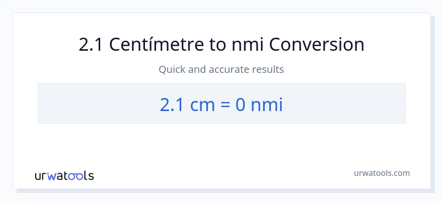 Conversió de 2.1 Centímetres a milles nàutiques