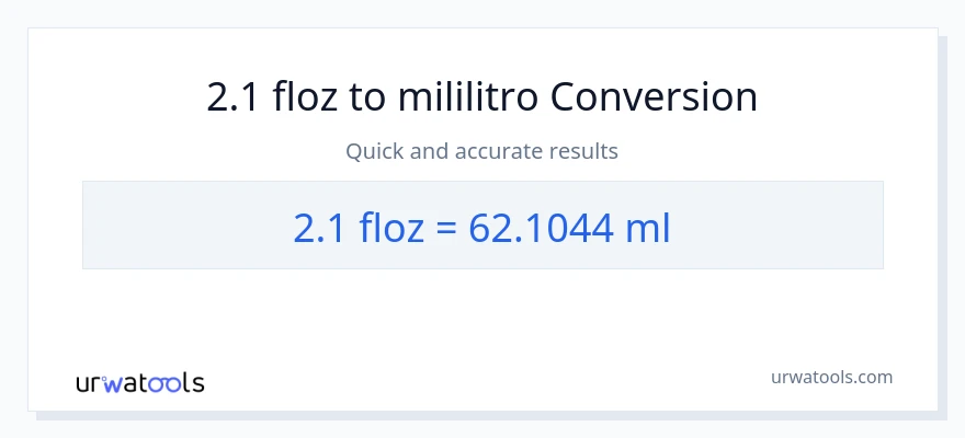 2.1 mga onsa ng likido patungong mga mililitro na conversion