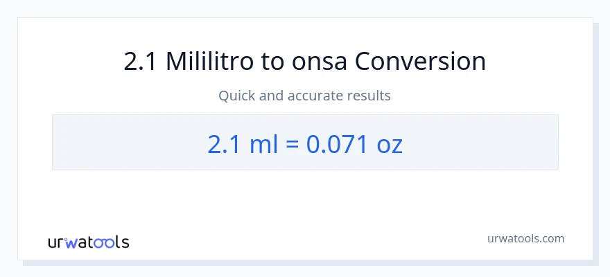 2.1 mga mililitro patungong Mga onsa na conversion