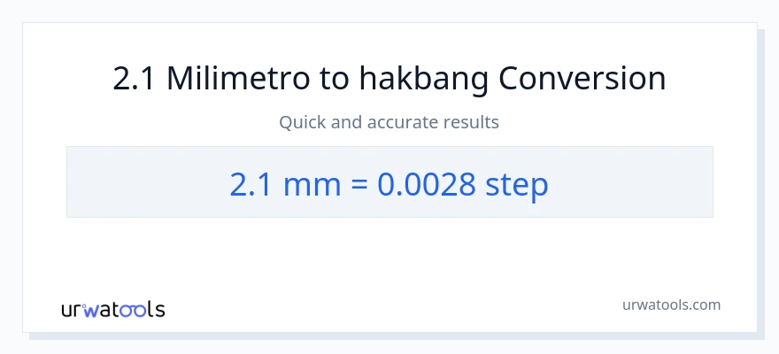 2.1 milimetro patungong mga hakbang na conversion