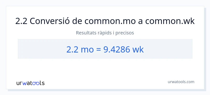 Conversió de 2.2 mesos a setmanes