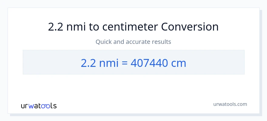 2.2 sømil til Centimeter konvertering