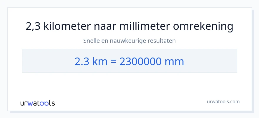 2.3 kilometers naar millimeters conversie