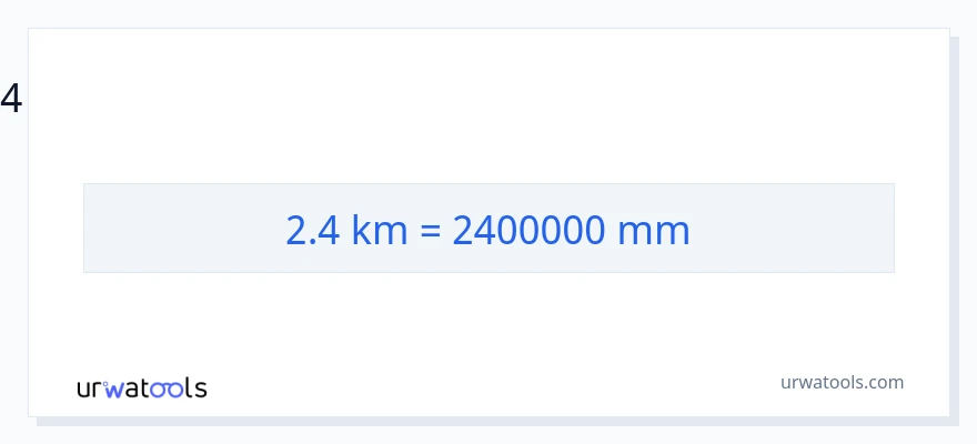 2.4 கிலோமீட்டர்கள் இலிருந்து மில்லிமீட்டர்கள் வரை மாற்றம்