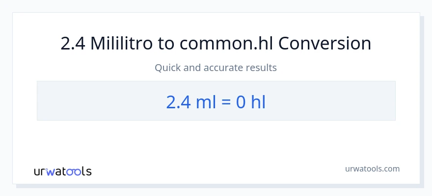 2.4 mga mililitro patungong Hls na conversion