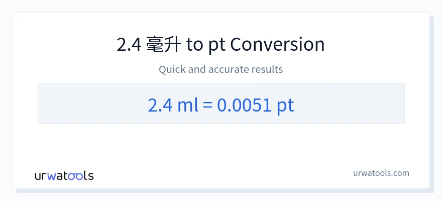 2.4 毫升 到 Pints 轉換