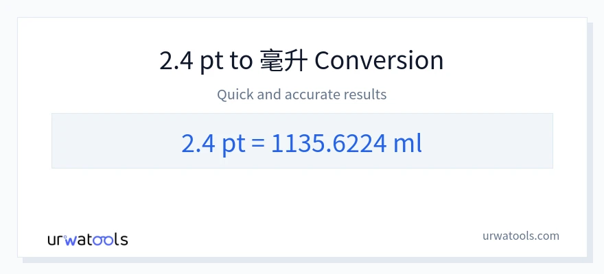 2.4 Pints 到 毫升 轉換