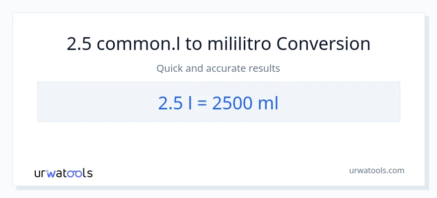 2.5 Liters patungong mga mililitro na conversion