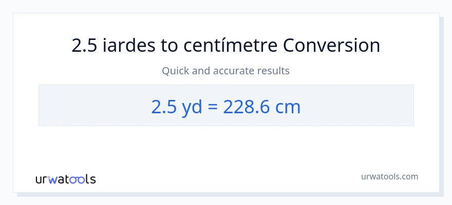 Conversió de 2.5 iardes a Centímetres