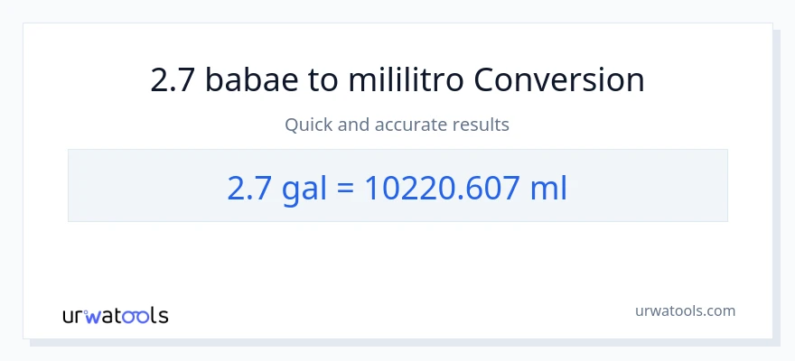 2.7 Mga galon patungong mga mililitro na conversion