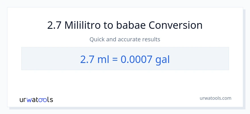 2.7 mga mililitro patungong Mga galon na conversion