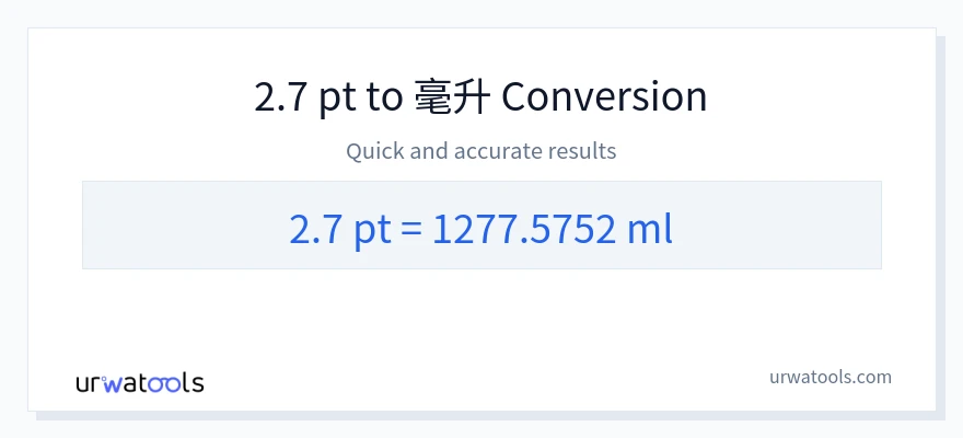 2.7 Pints 到 毫升 轉換