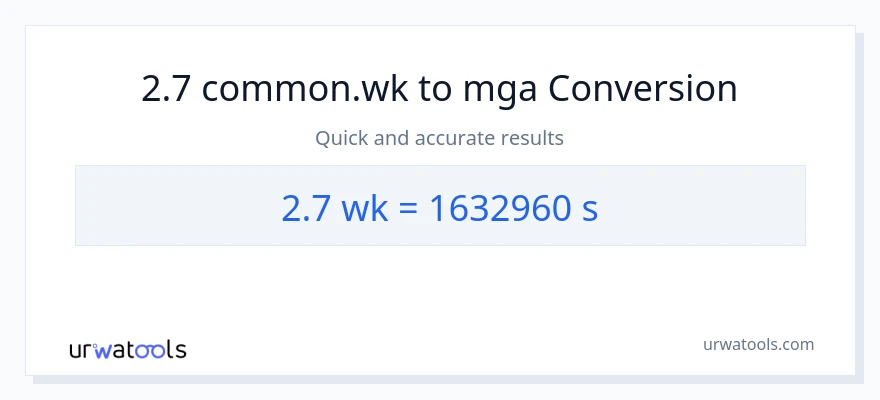 2.7 Mga Linggo patungong Segundo na conversion