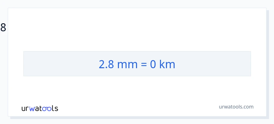 2.8 மில்லிமீட்டர்கள் இலிருந்து கிலோமீட்டர்கள் வரை மாற்றம்